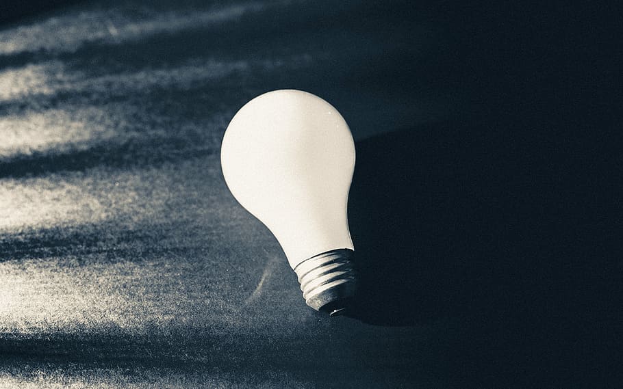 light bulb on black cloth, white, led, surface, idea, electricity HD wallpaper