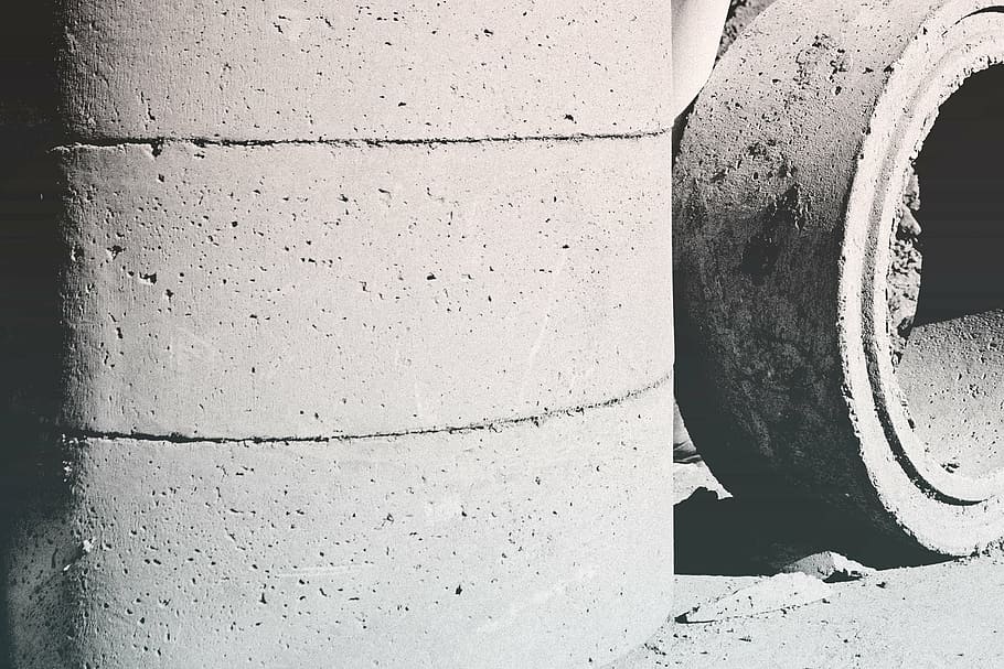 grayscale photo of concrete blocks, photography, round, concretes, HD wallpaper