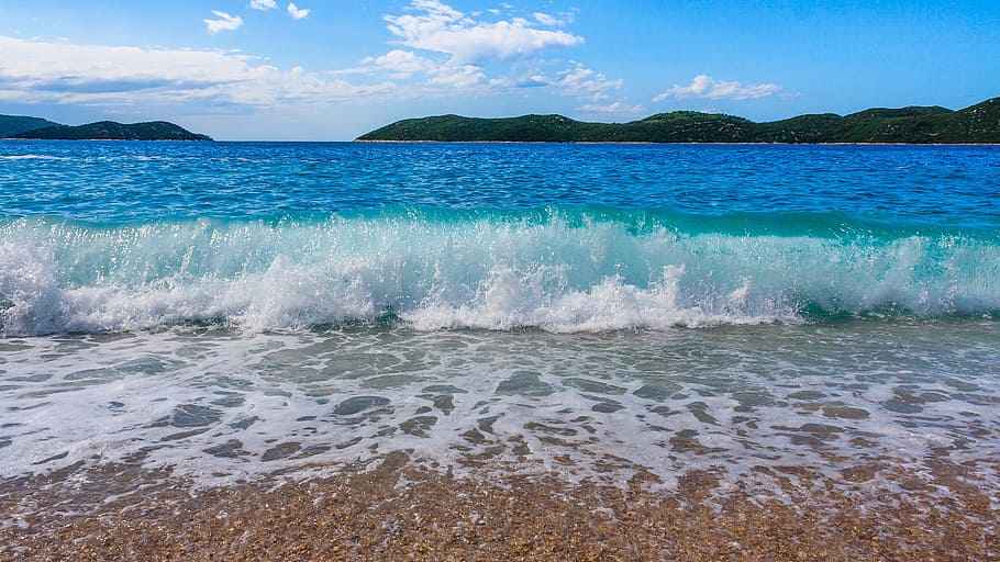 body of water during daytime, wave, sea, blue, ocean, summer HD wallpaper