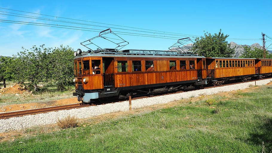 railway, soller, mallorca, railroad Track, transportation, train HD wallpaper