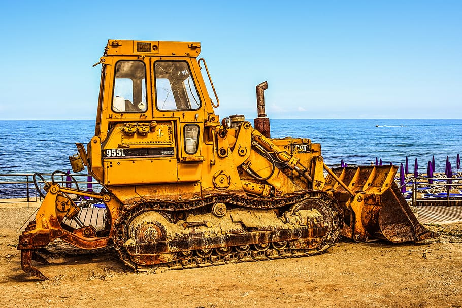 bulldozer, heavy machine, yellow, vehicle, construction site HD wallpaper