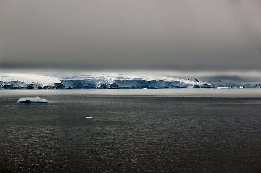 antarctica, landscape, winter, snow, ice, sky, clouds, floating chunks