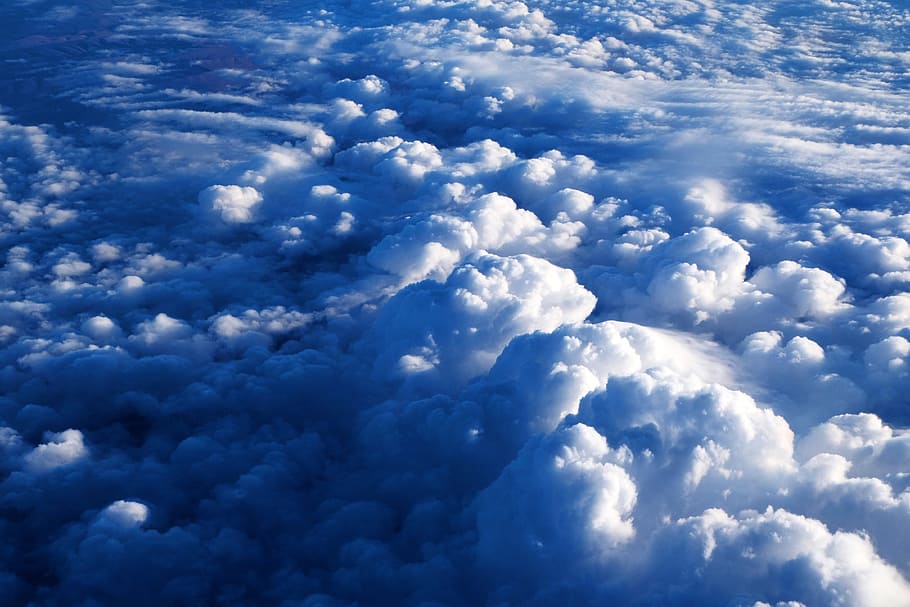 Sky, Clouds, Flight, Airplane, blue, cloudy, fly, cloudscape HD wallpaper
