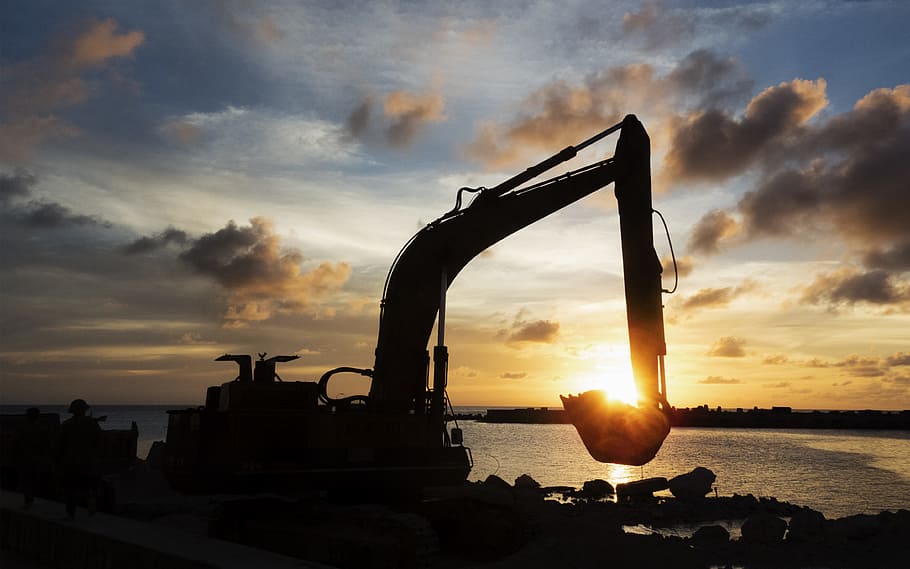 sunset, remote, island, sea, build, landscape, sky, cloud - sky HD wallpaper