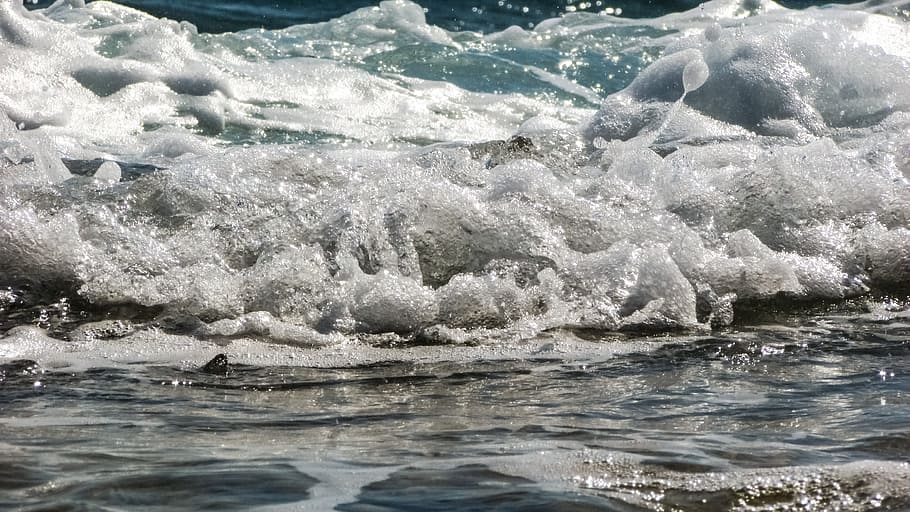 Wave, Water, Liquid, Drops, Foam, bubbles, sea, nature, close up HD wallpaper