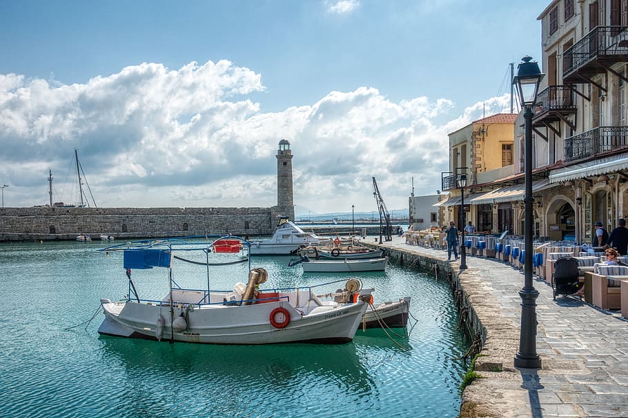 crete, rethymno, port, historic center, greece, mediterranean, HD wallpaper