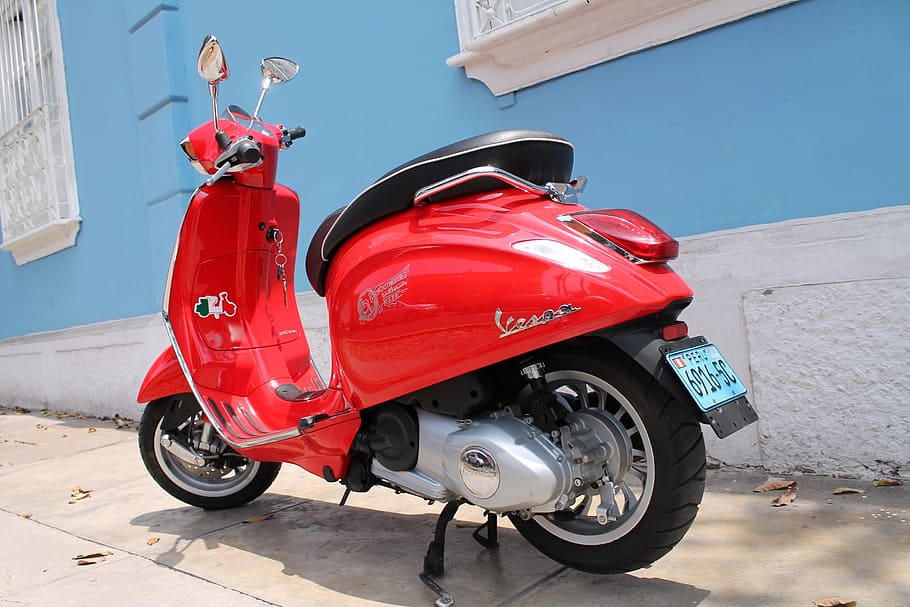 Sprint, Scooter, Italy, bella, red, transportation, street HD wallpaper