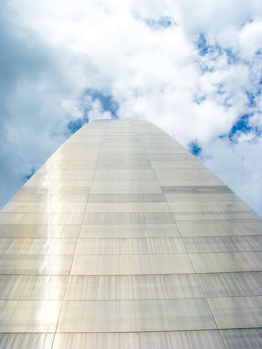 Arc, blue sky, reflection, Buildings, Clouds, Blue Skies, architecture HD wallpaper