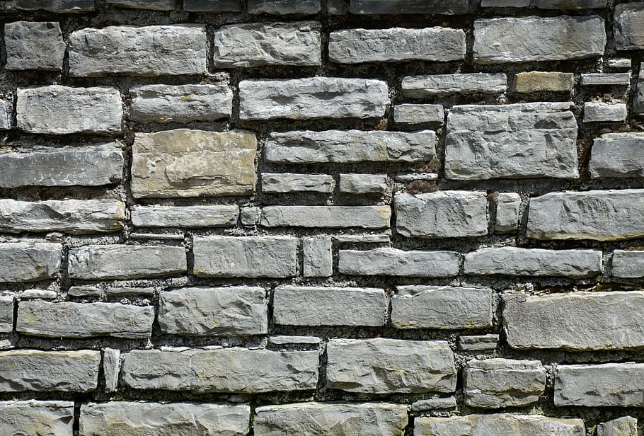 grey concrete brick wall, texture, masonry, stones, old brick wall, HD wallpaper