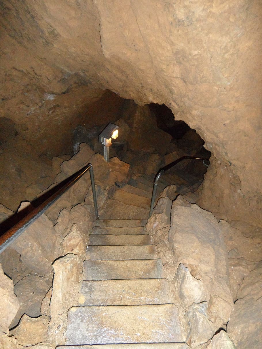 finish, stairs, cave, deep, vertical cave of laichingen, rock HD wallpaper