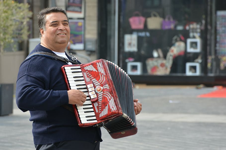 harmonica, music, instrument, play, keys, man, musician, accordion HD wallpaper