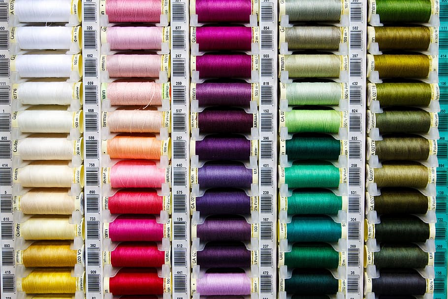 close-up photo of assorted-color threads, abstract, art, background HD wallpaper