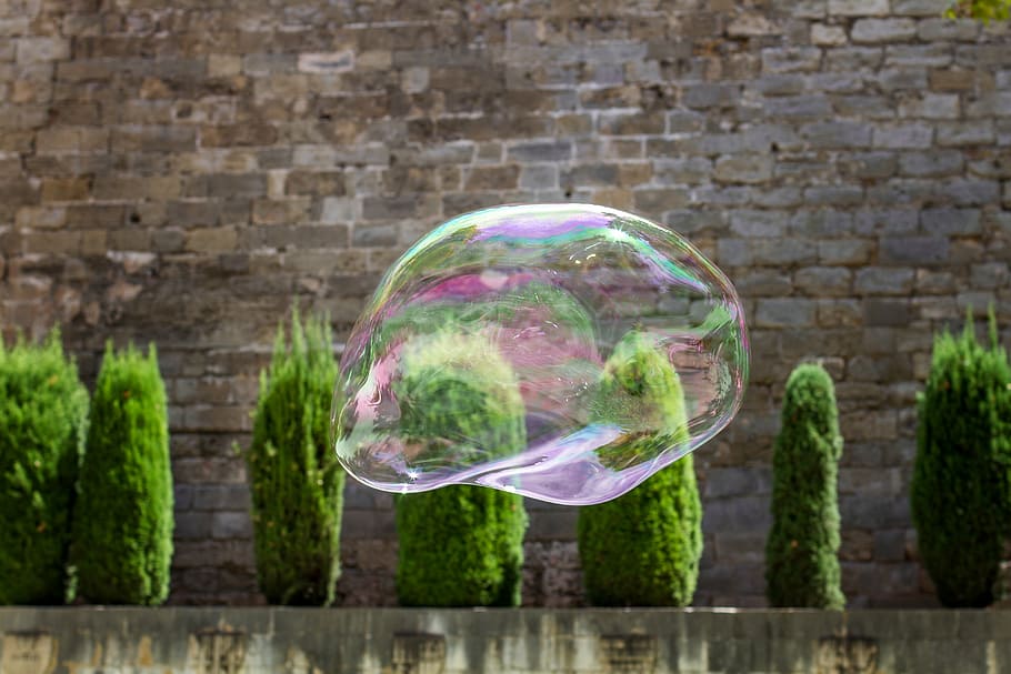 soap bubble, soapbubble, fly, float, iridescent, colorful, reflection HD wallpaper