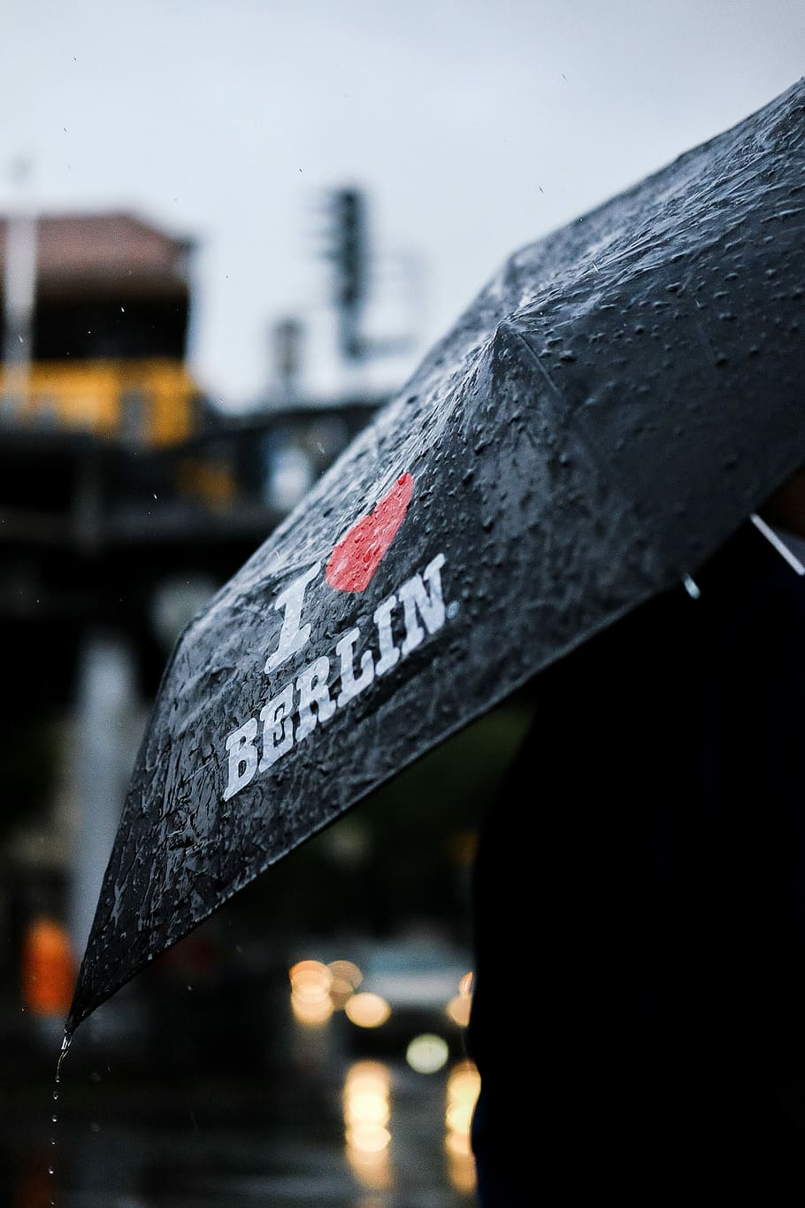 Love for this city, person holding black umbrella, water, drops HD wallpaper