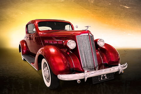 vintage red car digital wallpaper, traffic, vehicle, auto, oldtimer HD wallpaper