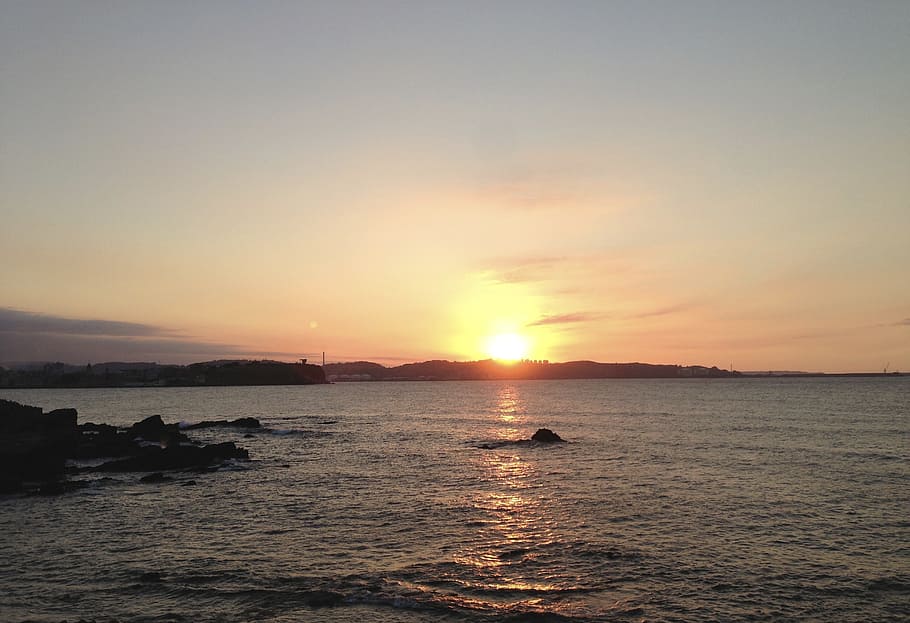 sunset, sea, water, sky, scenics - nature, beauty in nature HD wallpaper
