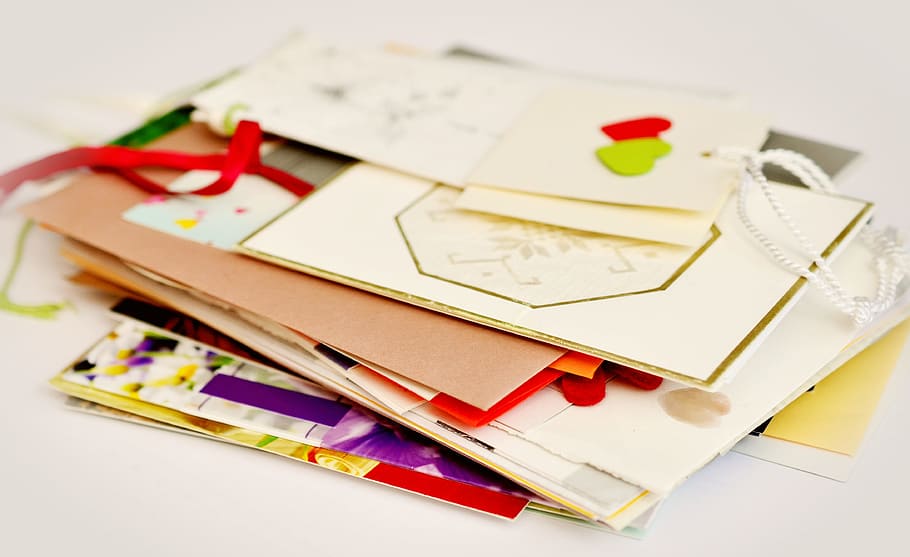 assorted decors, letters, paper, colorful, post, stack, cards HD wallpaper
