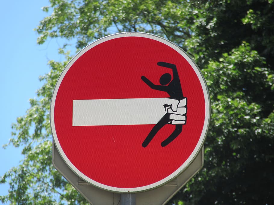 panel, street, logo, no entry, drawing, road sign, clet, communication HD wallpaper