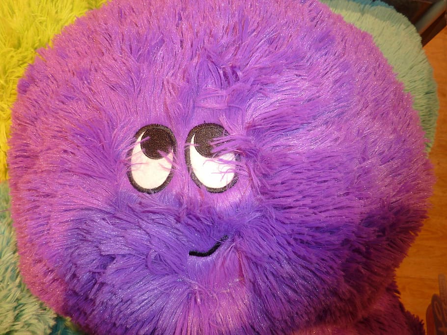 face, purple, friendly, joy, eyes, violet, button eyes, kobold, HD wallpaper