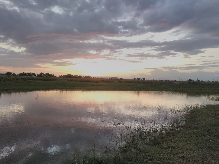 beutyfull, sunset, pound, water, sky, tranquility, tranquil scene HD wallpaper