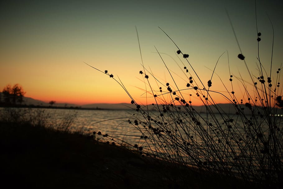 sunset, sea, shadows, travel, sky, evening, dawn, landscape HD wallpaper