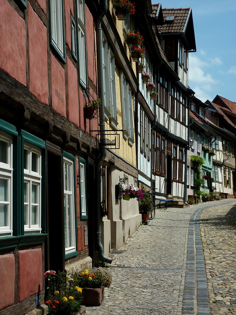 quedlinburg, resin, summer, truss, architecture, city, building, HD wallpaper