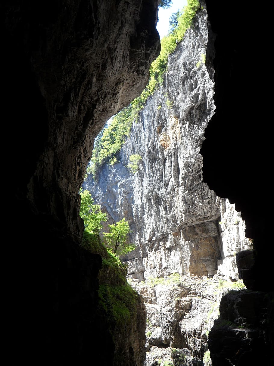 gorge, opening, rock, breitachklamm, mountains, alpine, rock - object HD wallpaper