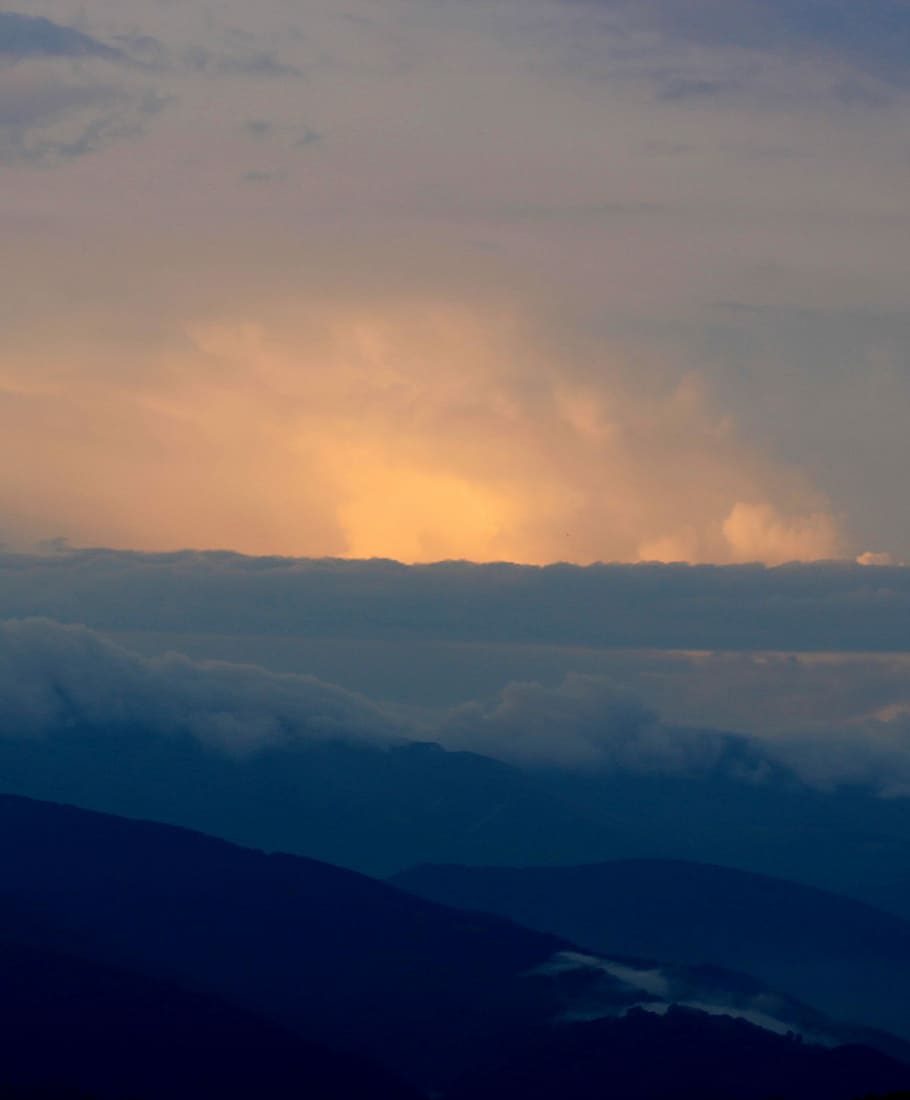 Mountain, Sunset, Top, Cloud, Sky, nature, scenics, beauty in nature HD wallpaper