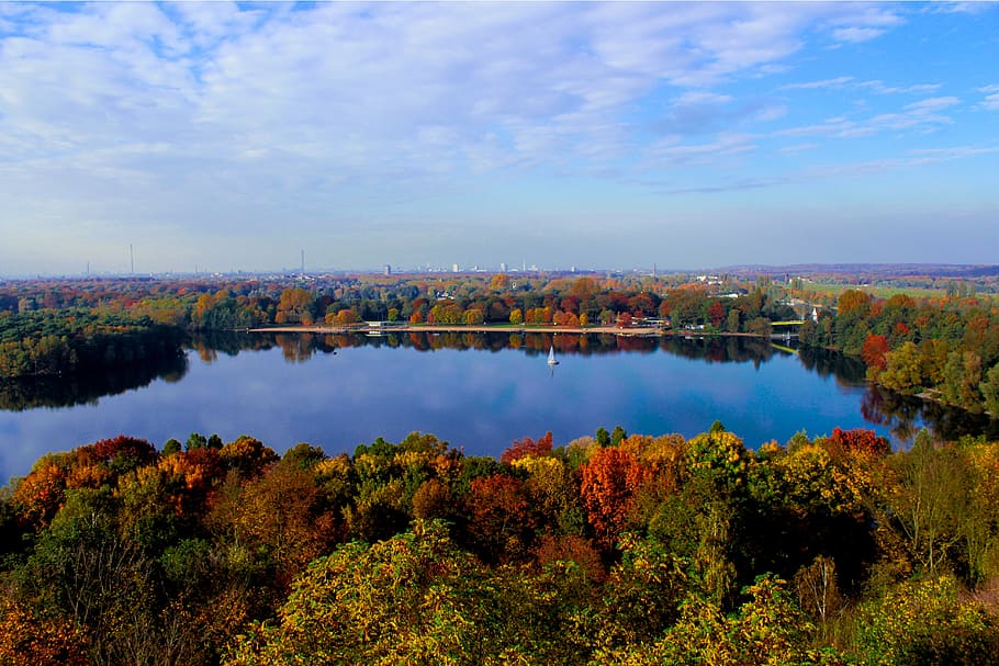 baldeneysee, nature, trees, clouds, water, landscape, plant HD wallpaper