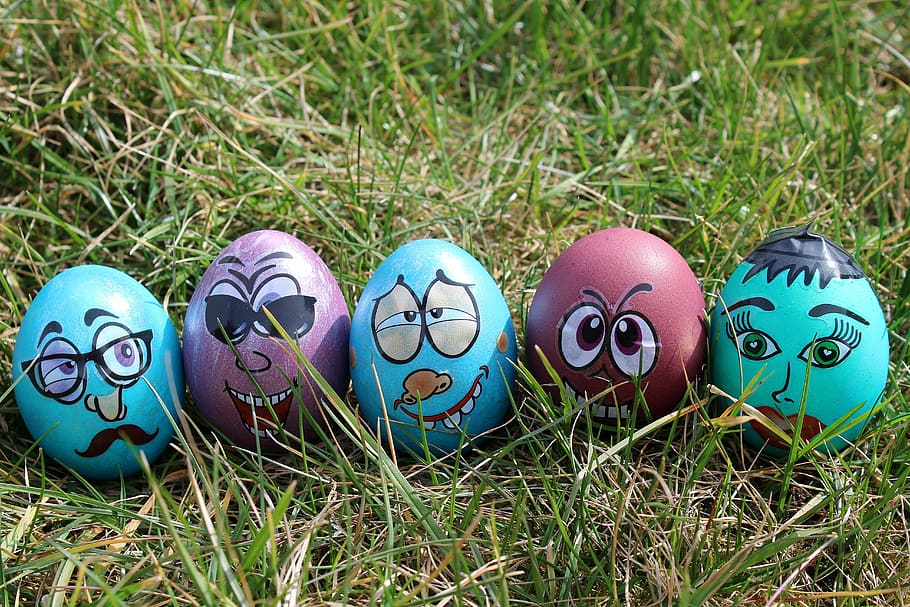 easter, fun, easter egg, lawn, season, funny, color, grass HD wallpaper