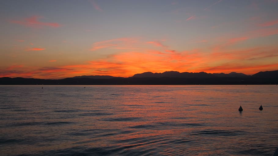 sunset, lake, water, sky, summer, travel, evening, idyllic HD wallpaper