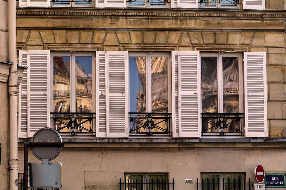 paris, facade, glass, reflections, building, built structure HD wallpaper