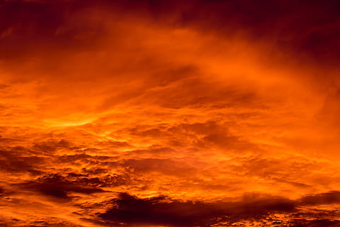 sky with clouds, fire, sunset, burn, red, afterglow, abendstimmung HD wallpaper