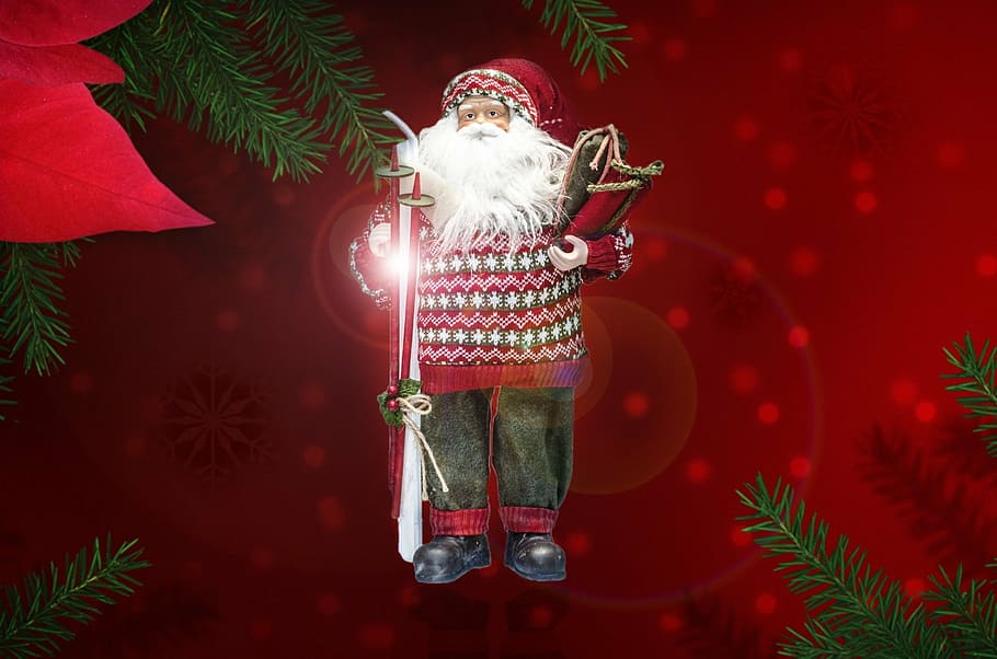 Santa Claus clip-art, toy, christmas, doll, father, close-up, HD wallpaper