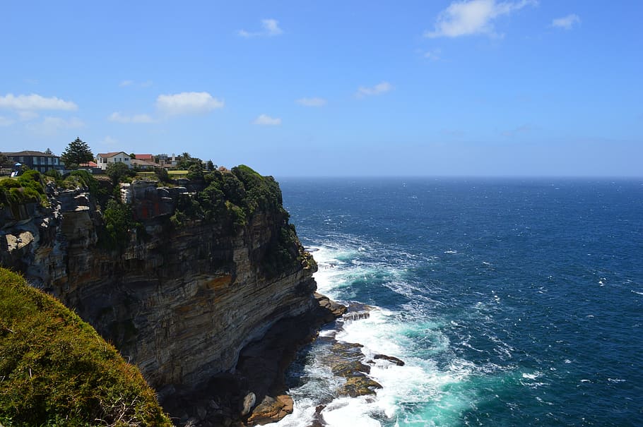 cliff, sydney, australia, walk, wave, sea, beautiful, coast HD wallpaper
