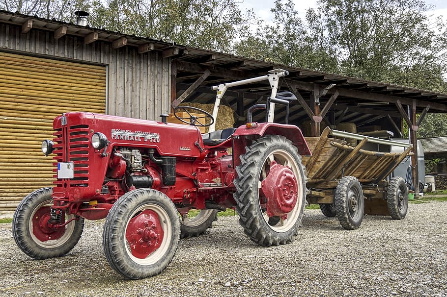 tractors, trailers, scale, harvest time, commercial vehicle HD wallpaper