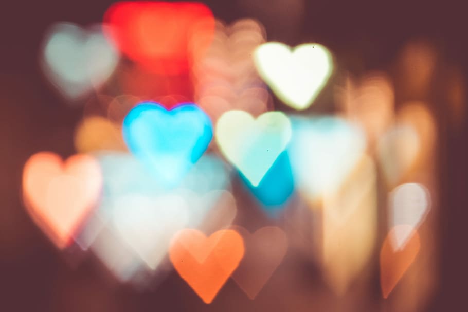 Night City Lights Abstract Heart Bokeh Trick, colorful, hearts