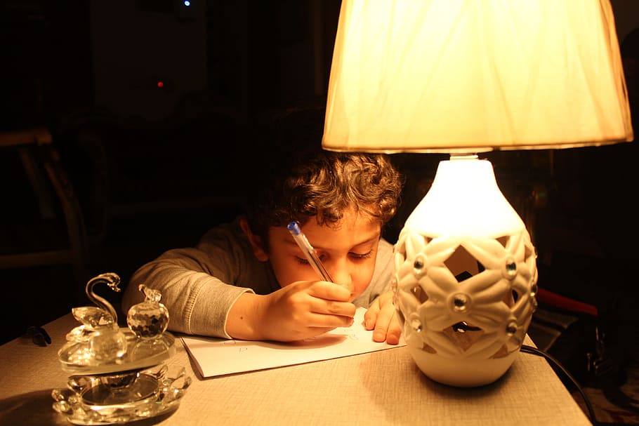 kid, drawing, iraq, baghdad, light, electric lamp, lighting equipment, HD wallpaper