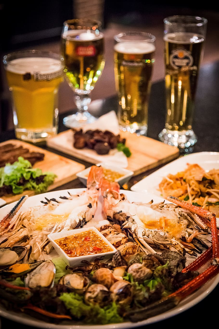 seafood, beer, dining, dinner, food and drink, freshness, alcohol HD wallpaper