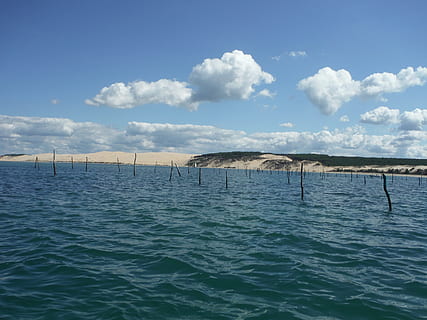 sea, arcachon basin, dune, sky, water, waterfront, architecture HD wallpaper