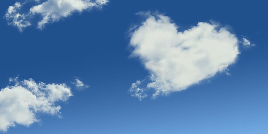 blue sky photography, love, clouds, romance, romantic, greeting card HD wallpaper