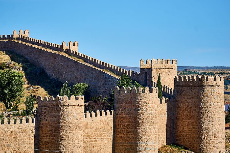 brown concrete castle under clear blue sky during daytime, spain, HD wallpaper