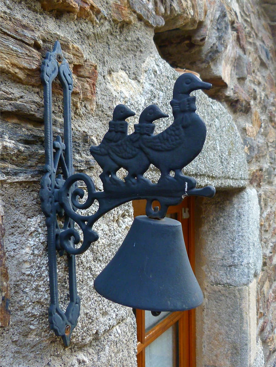 entry bell, object, decorating outside, iron, metal, duck, door HD wallpaper