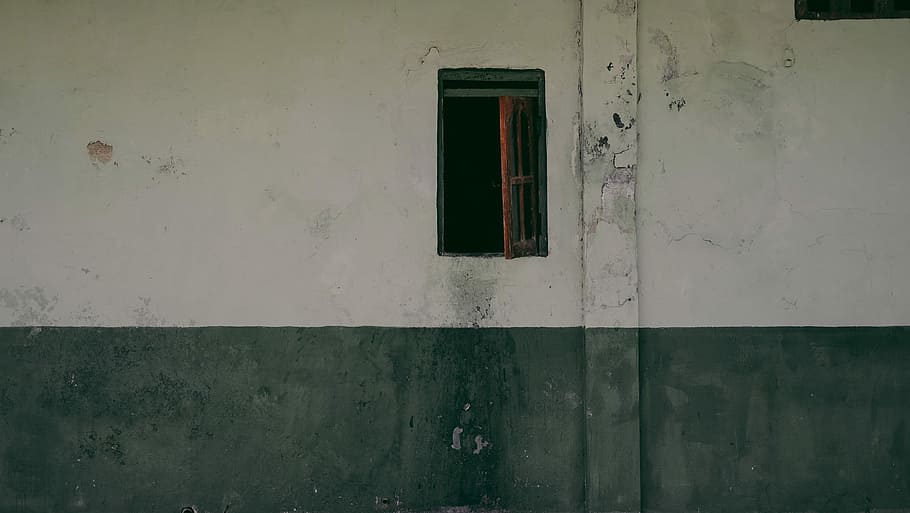 open window, wall, texture, concrete, paint, architecture, built structure HD wallpaper