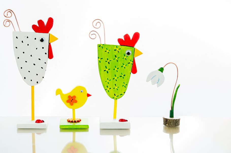 chicken, hen, snowdrop, family, spring, flower, color, white HD wallpaper