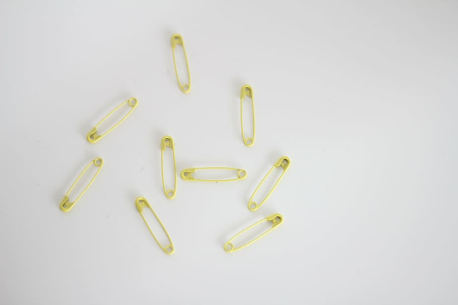 yellow, office, white, studio shot, paper clip, white background HD wallpaper