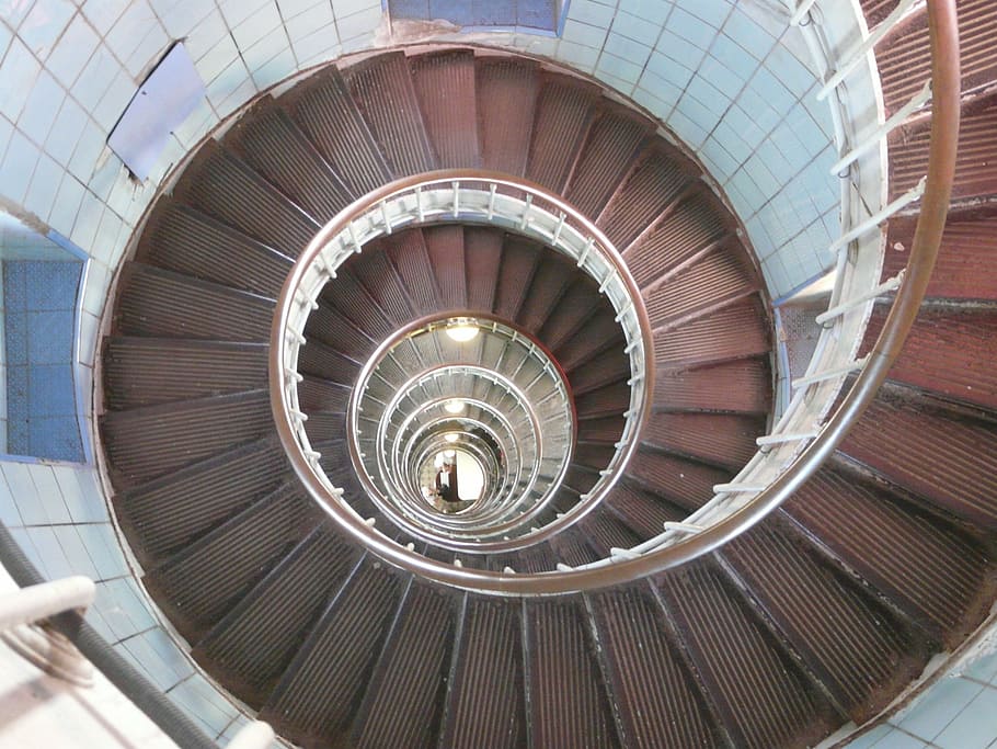 sea, lighthouse, ocean, side, atlantic, france, staircase, architecture HD wallpaper