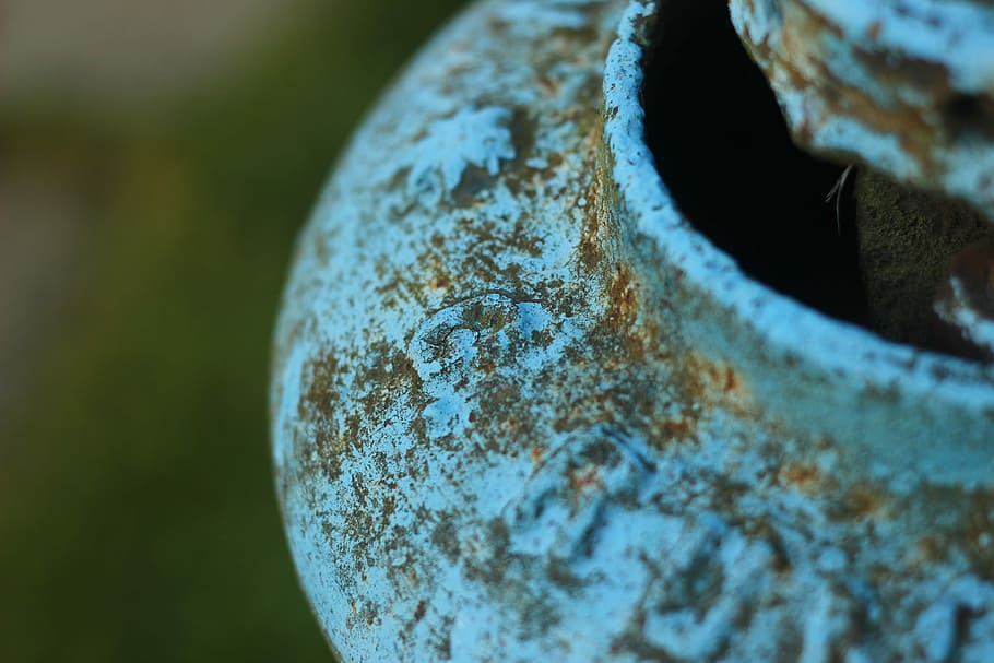 Hydrant, Water, Patina, Corrosion, blue, rust, macro, no people HD wallpaper