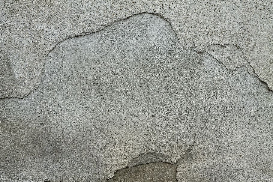 gray concrete surface, background, texture, wall, plaster, cracked HD wallpaper