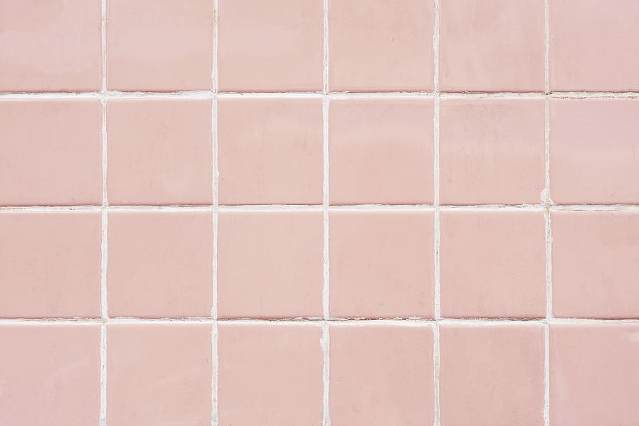 closeup photo of pink tile wall, bathroom, kitchen, grid, full frame HD wallpaper